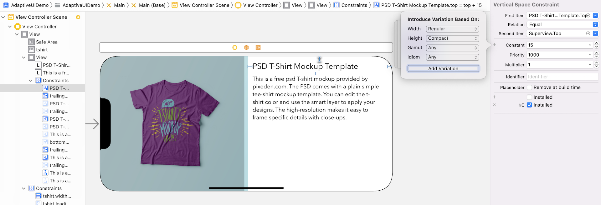 Figure 1.39. Adding user interface variation for iPhone 13 Pro Max in landscape mode