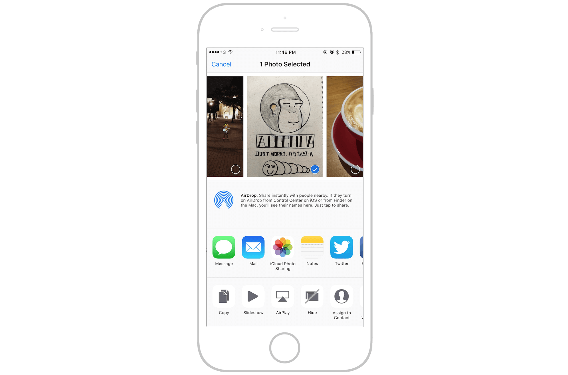 Figure 17.1. Using AirDrop on iPhone