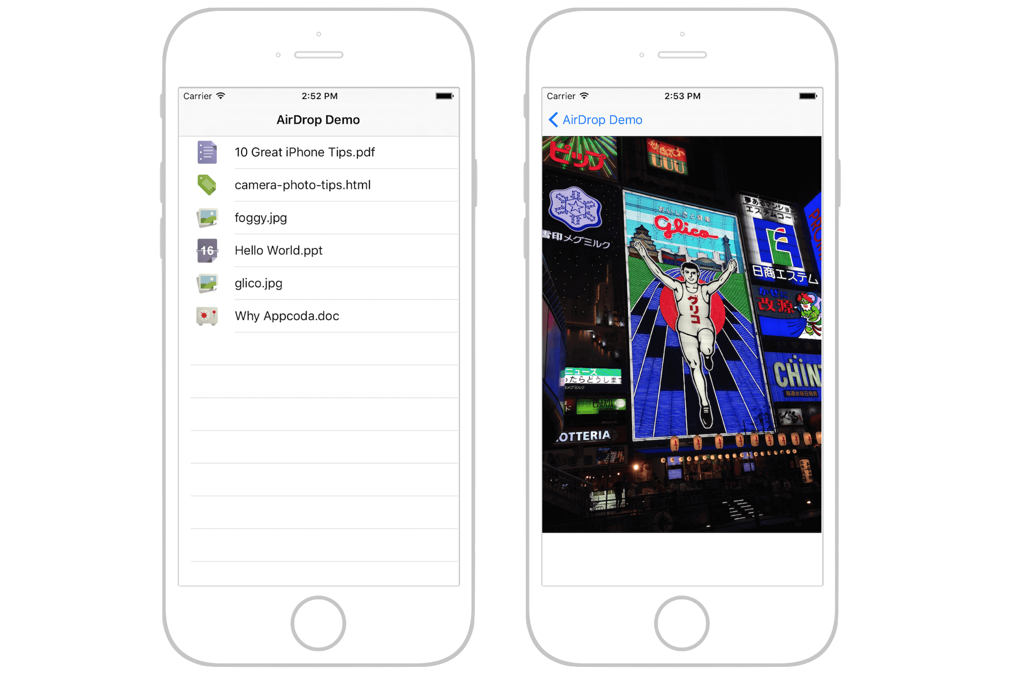 Figure 17.2. AirDrop demo app