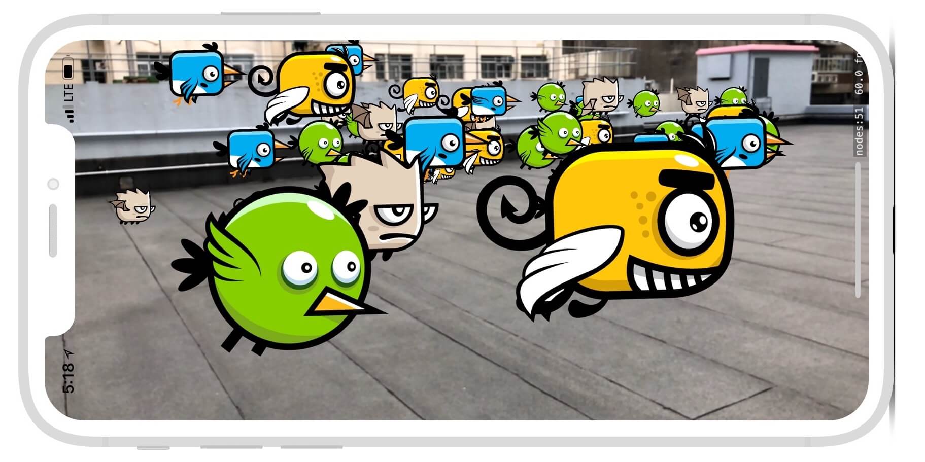 Figure 41.14. The app now supports multiple bird types and animations