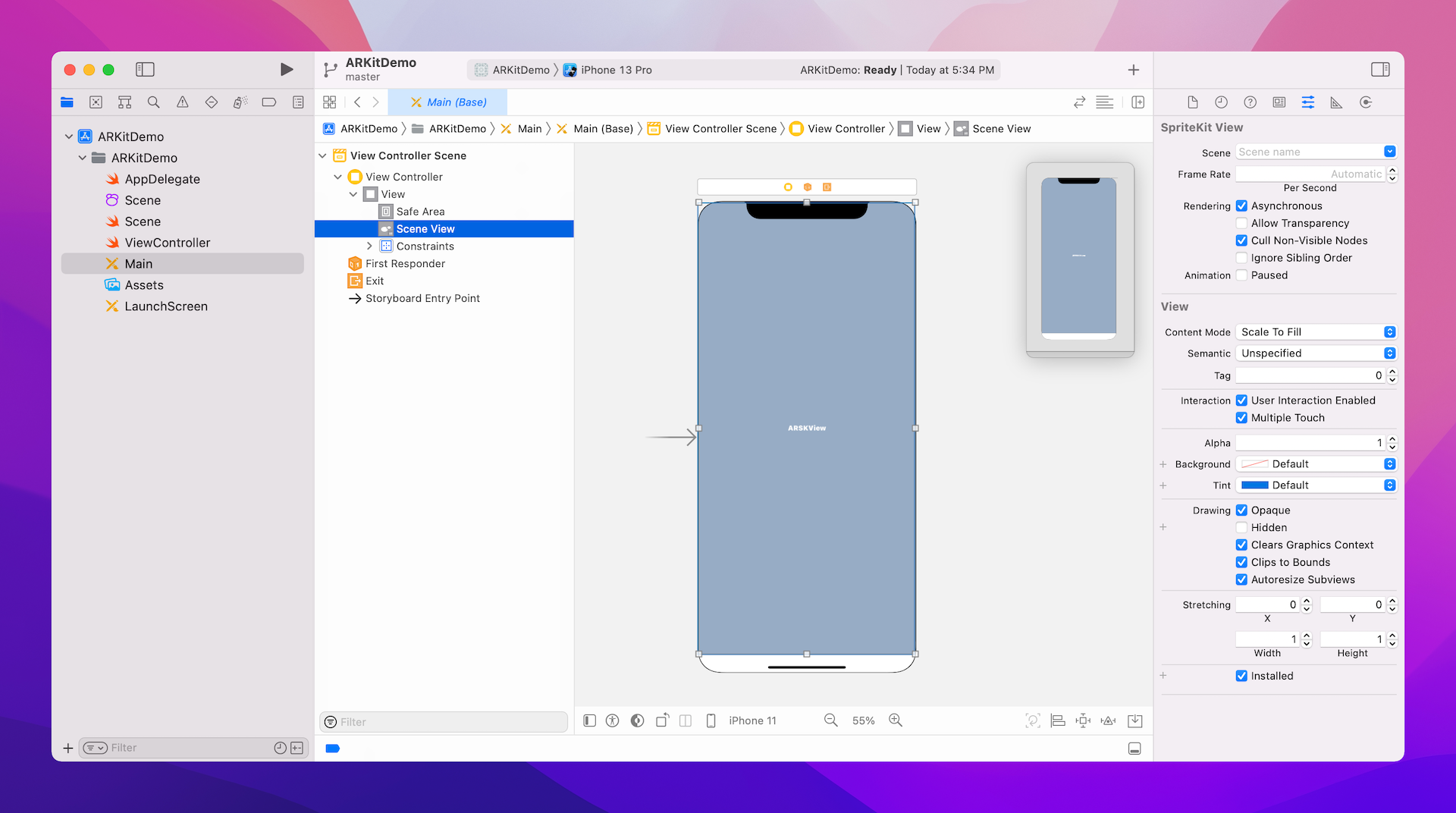 Figure 41.8. ARSKView in the view controller