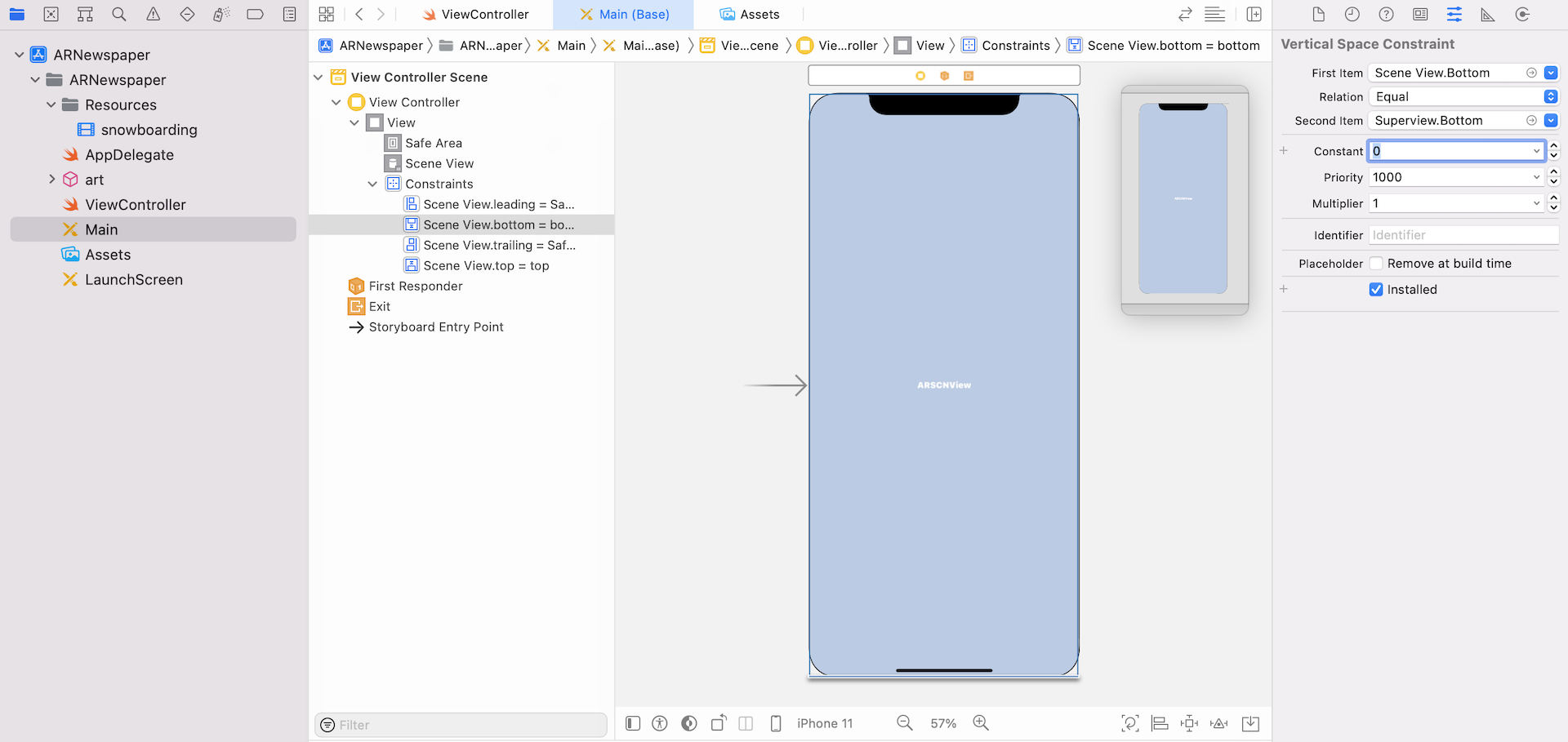 Figure 45.7. Changing the spacing constraint of the scene view