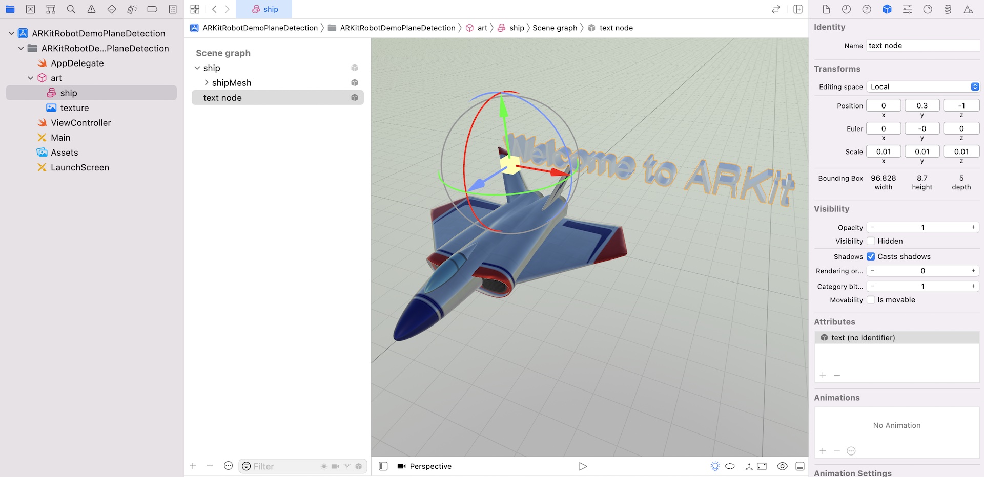 Figure 42.3. Adding 3D text using the scene editor