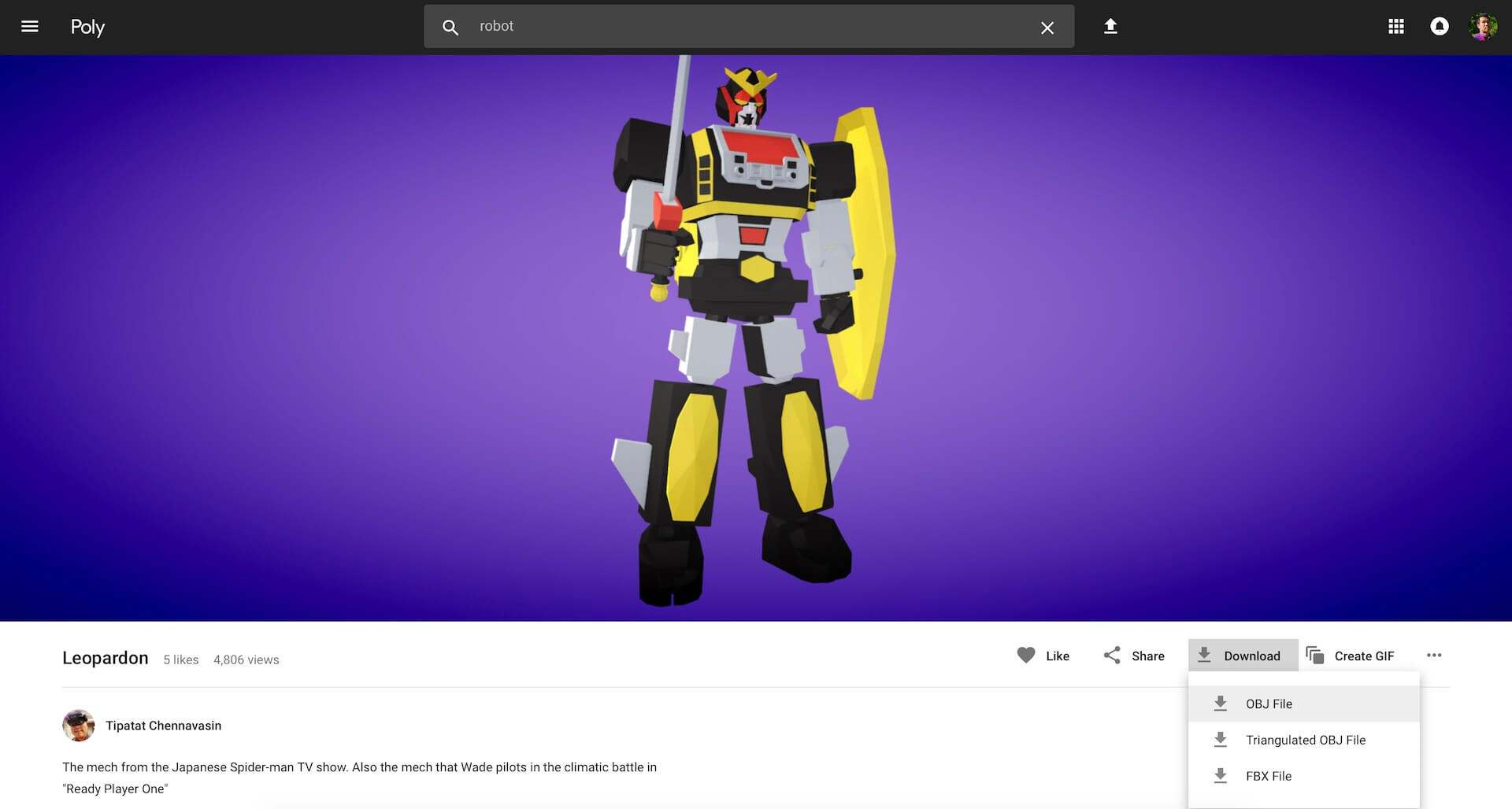 Figure 42.5. A free 3D model from Google Poly created by Leopardon
