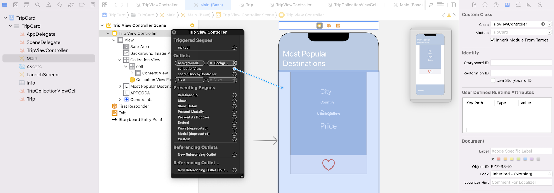 Figure 29.18. Connecting the collection view outlet