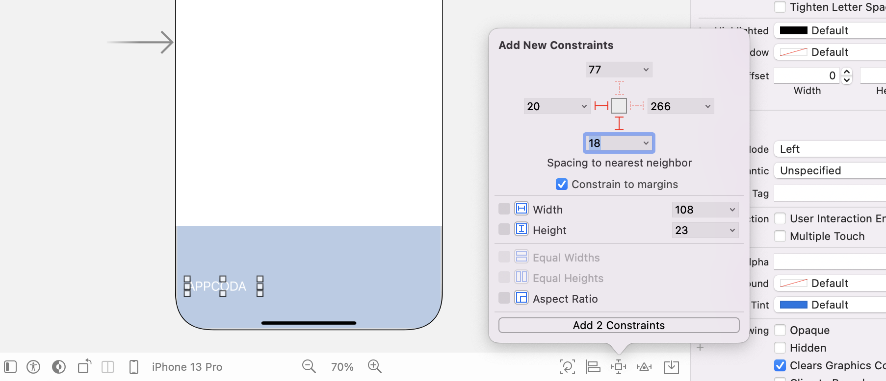 Figure 29.5. Adding constraints for the bottom label