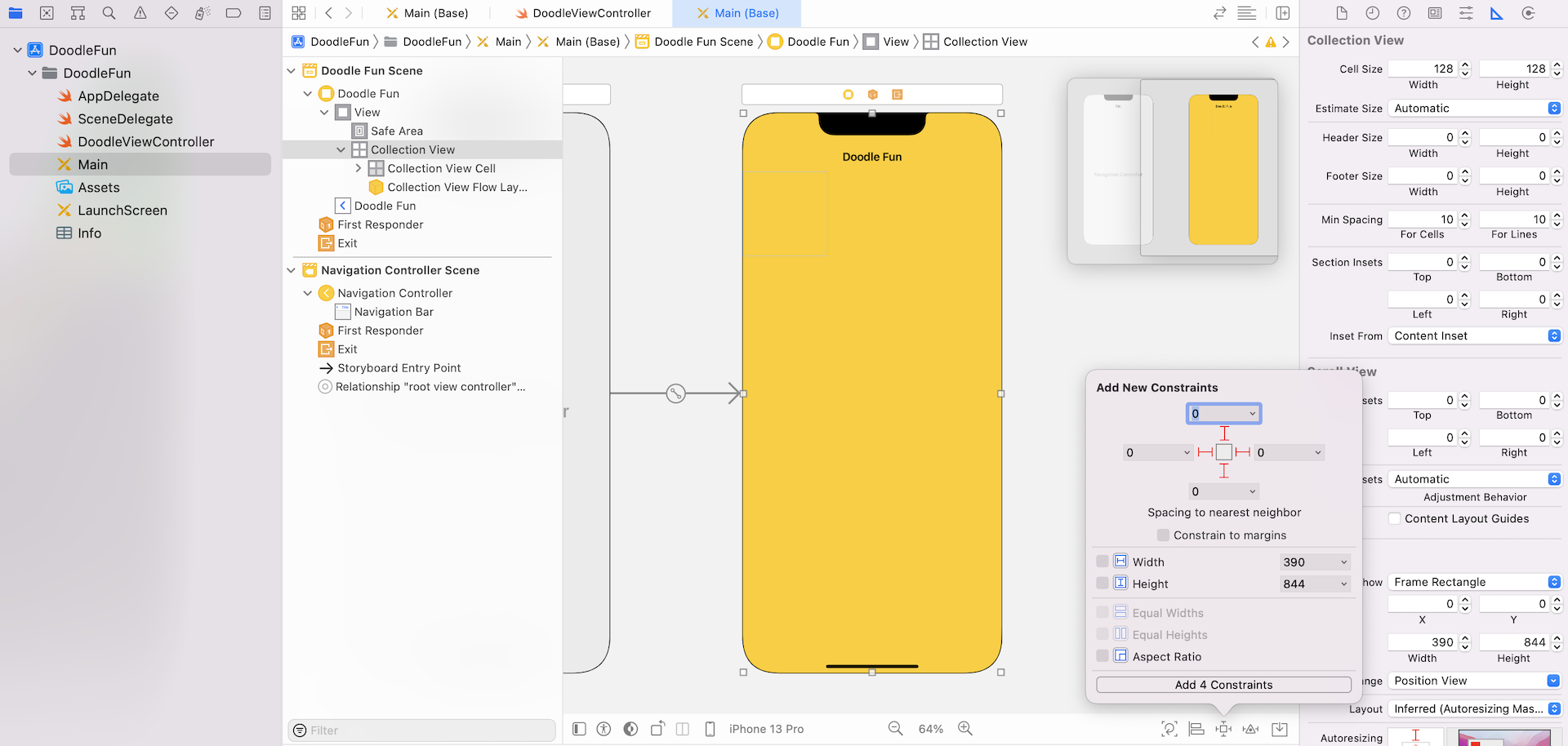Figure 20.3. Creating a collection view in the view controller