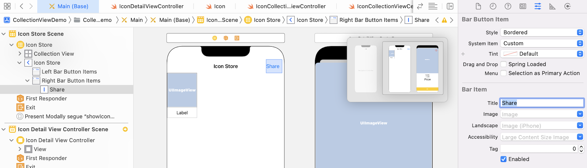 Figure 19.12. Add a bar button item to the navigation bar