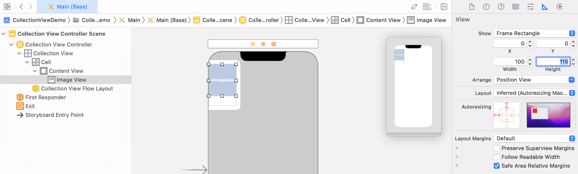 Figure 18.5. Adjusting the size of the image view