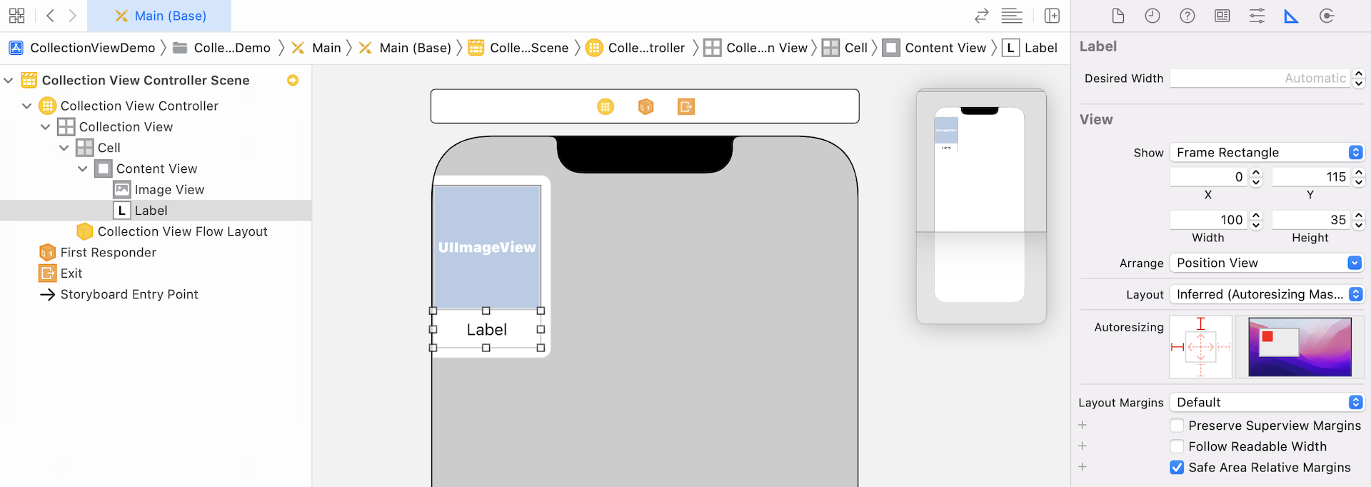 Figure 18.6. Adding a label to the collection view cell