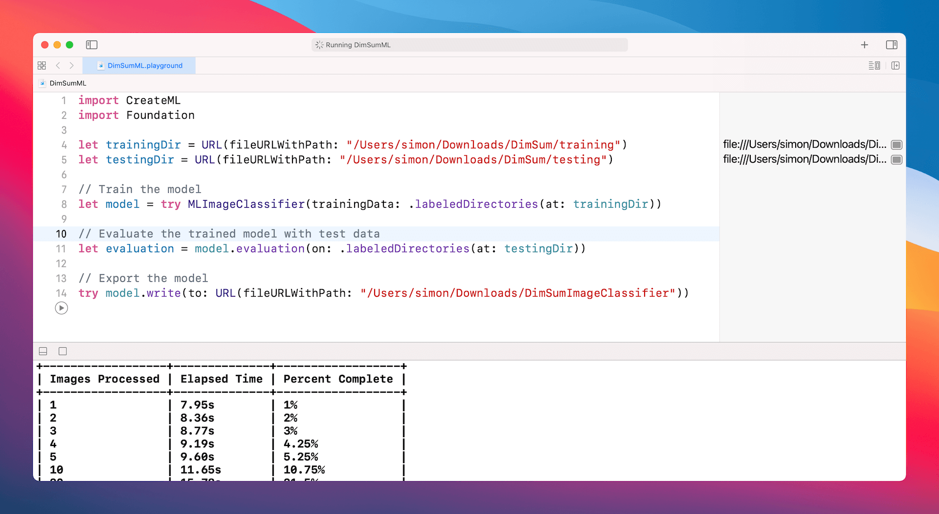 Figure 43.10. Training the ML model using code