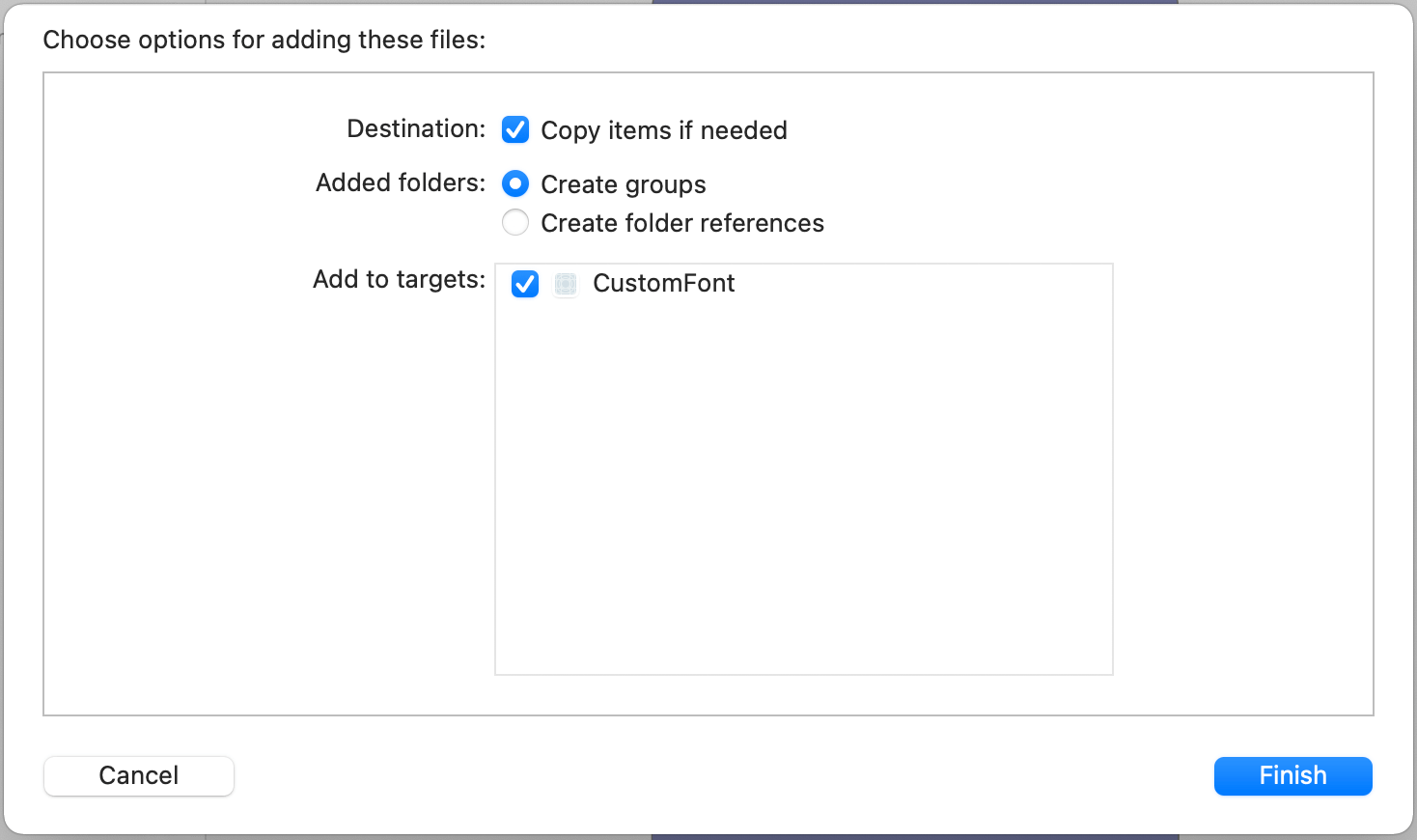 Figure 16.2. Choose options for adding the files