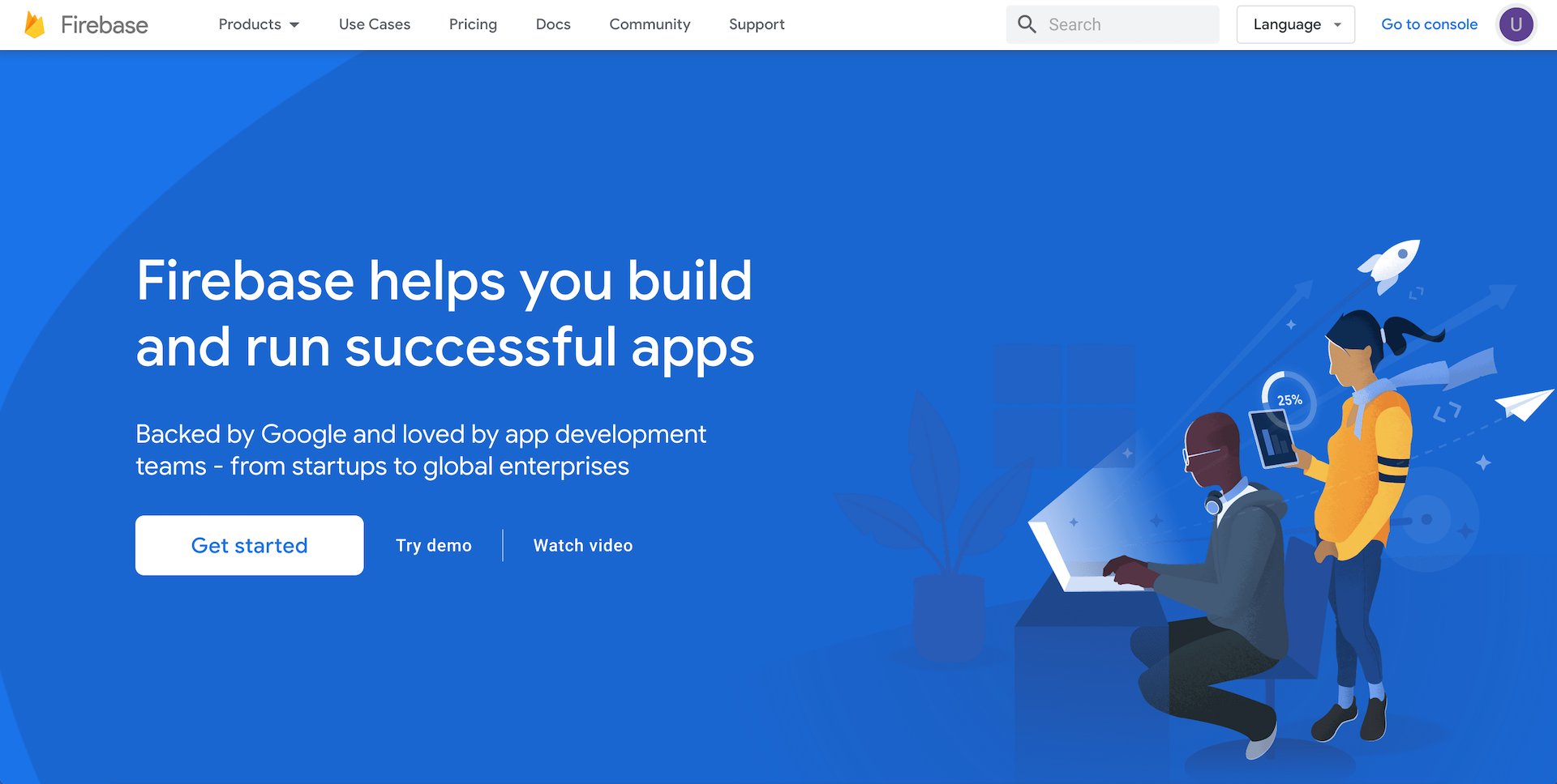 Figure 37.3. Firebase home page