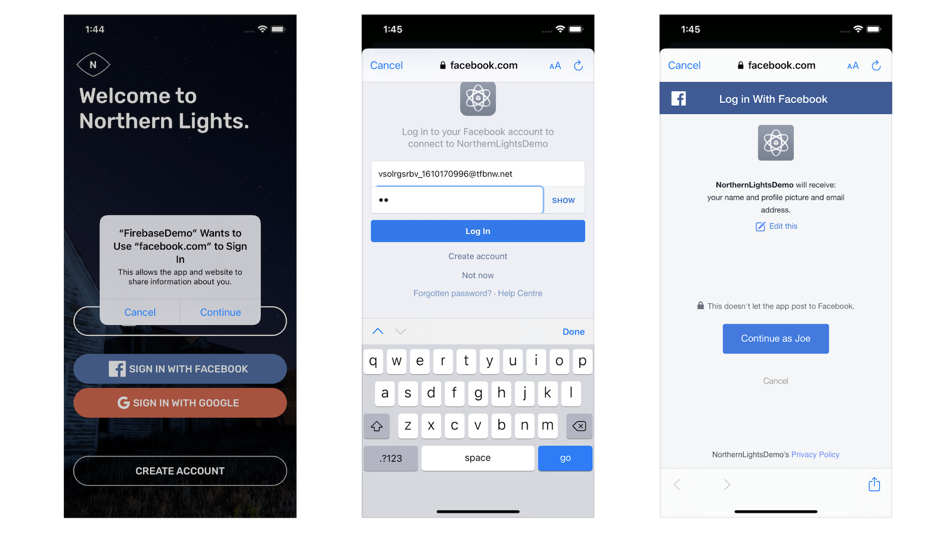 Figure 38.14. Logging into the app with Facebook Login