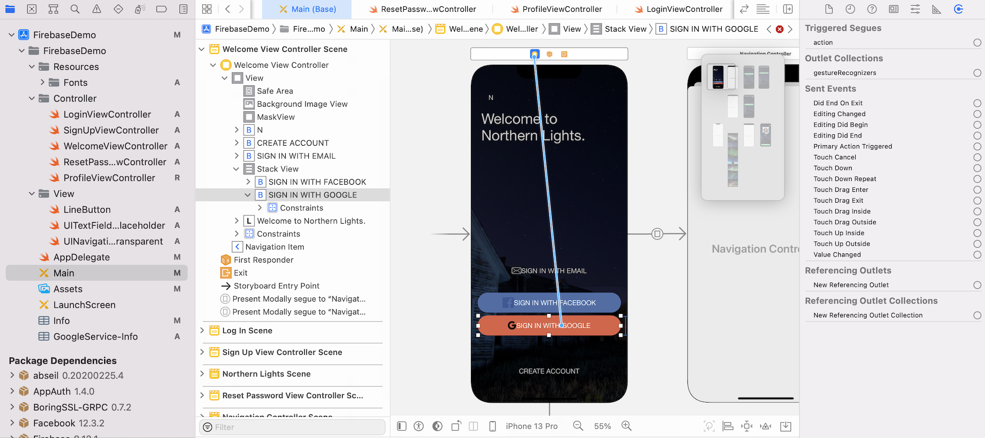 Figure 38.20. Connecting the Sign In With Google button with the action method