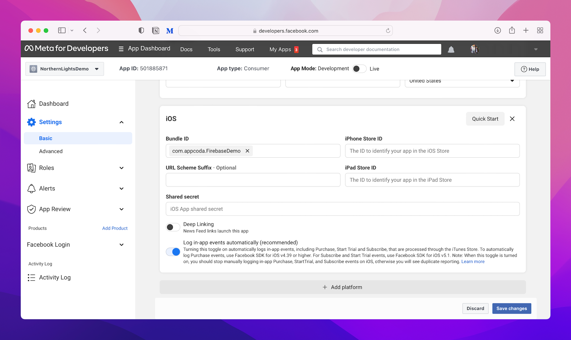 Figure 38.7. You can find the bundle ID in Settings