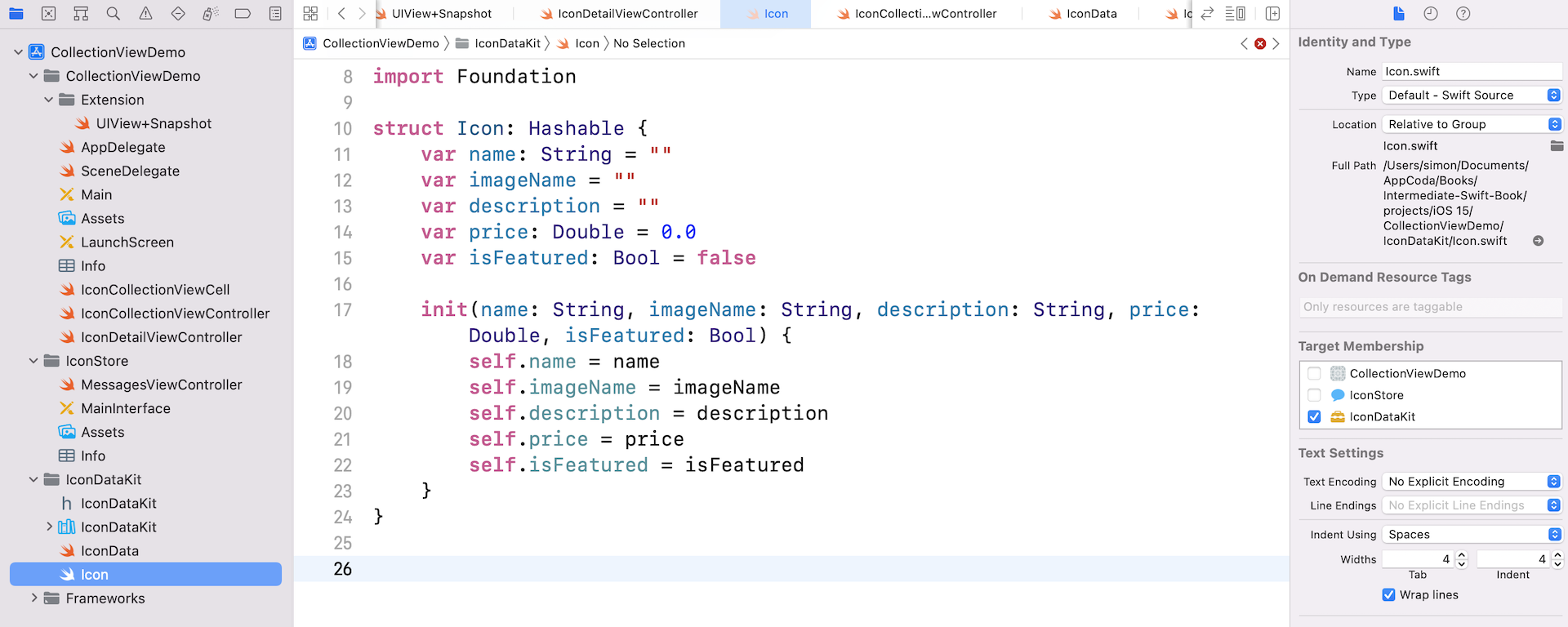 Figure 34.10. Migrating the Icon.swift to the IconDataKit framework