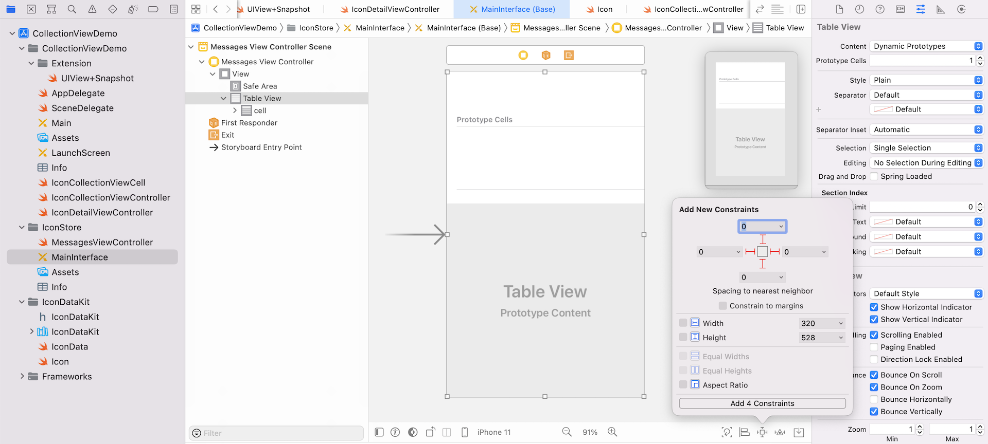 Figure 35.12. Designing the UI of the Messages View Controller