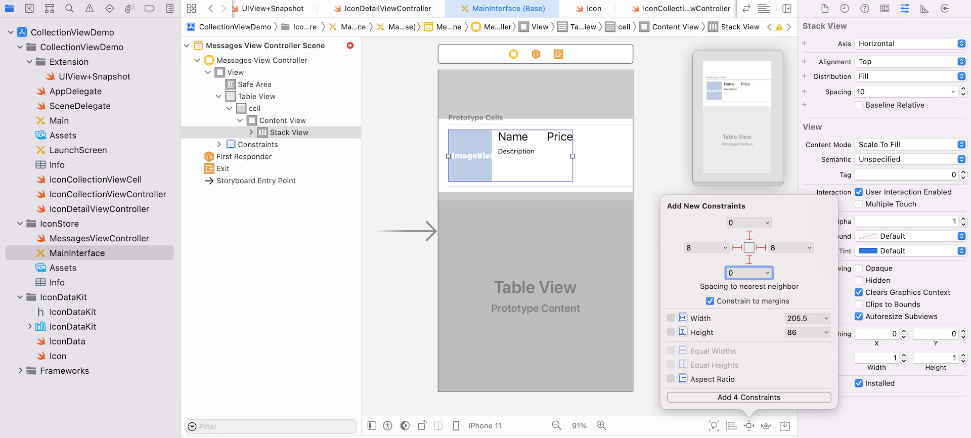 Figure 35.15. Embedding labels in stack views