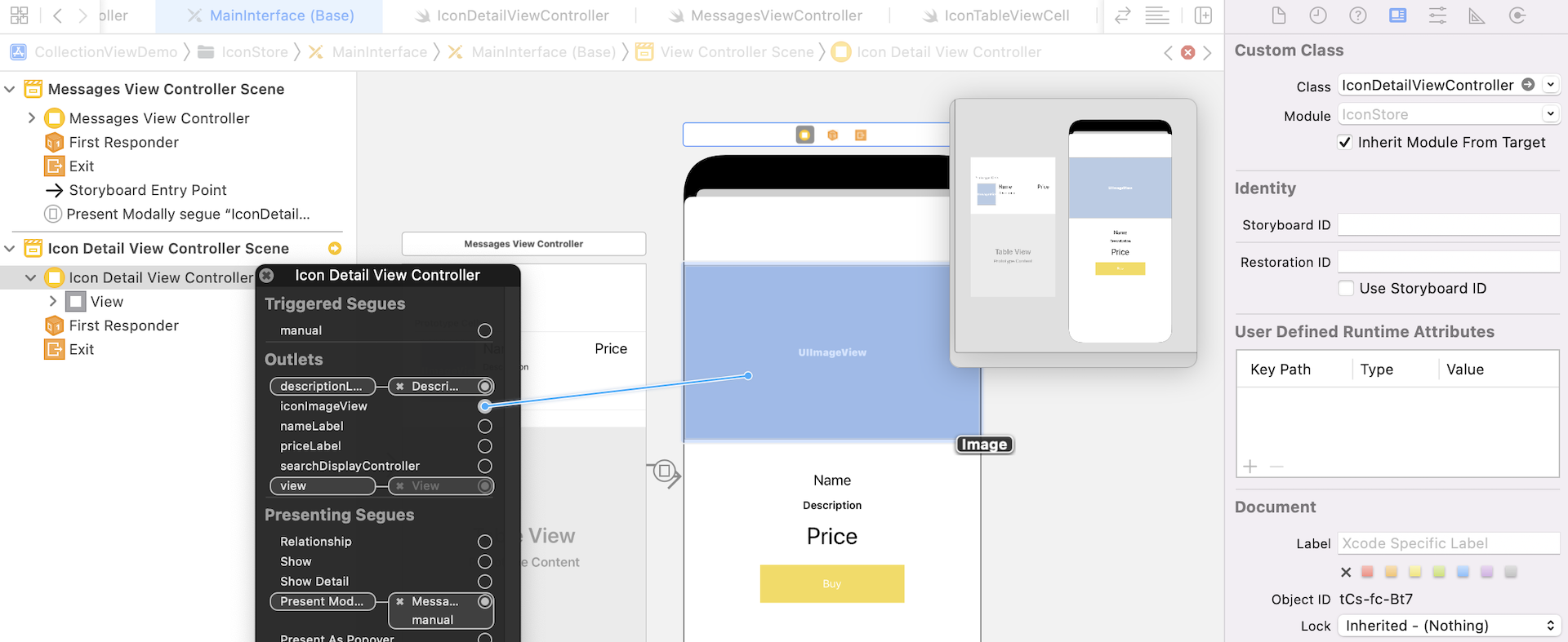Figure 35.26. Establish a connection between the outlets and UI elements