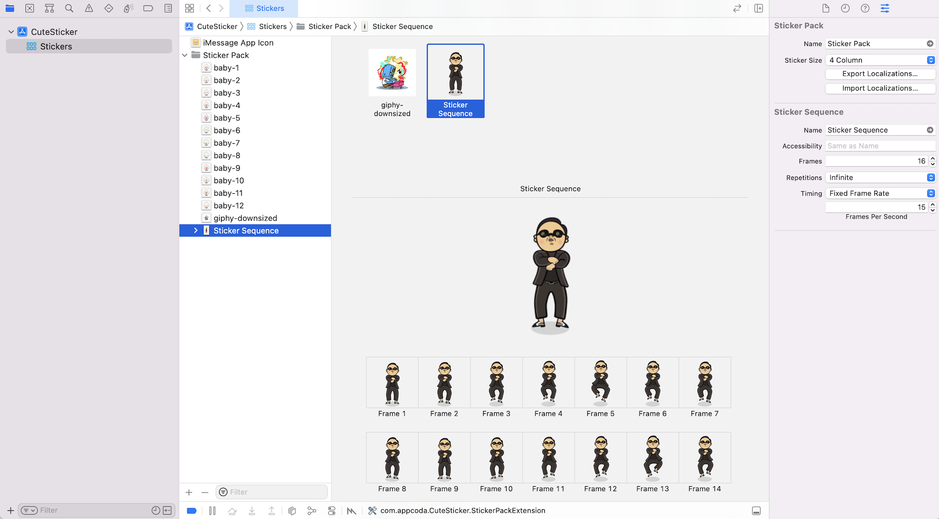 Figure 34.12. Using sticker sequences to create an animation