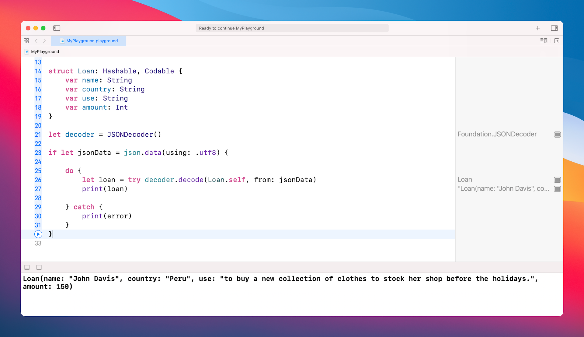 Figure 4.4. Output in Playgrounds