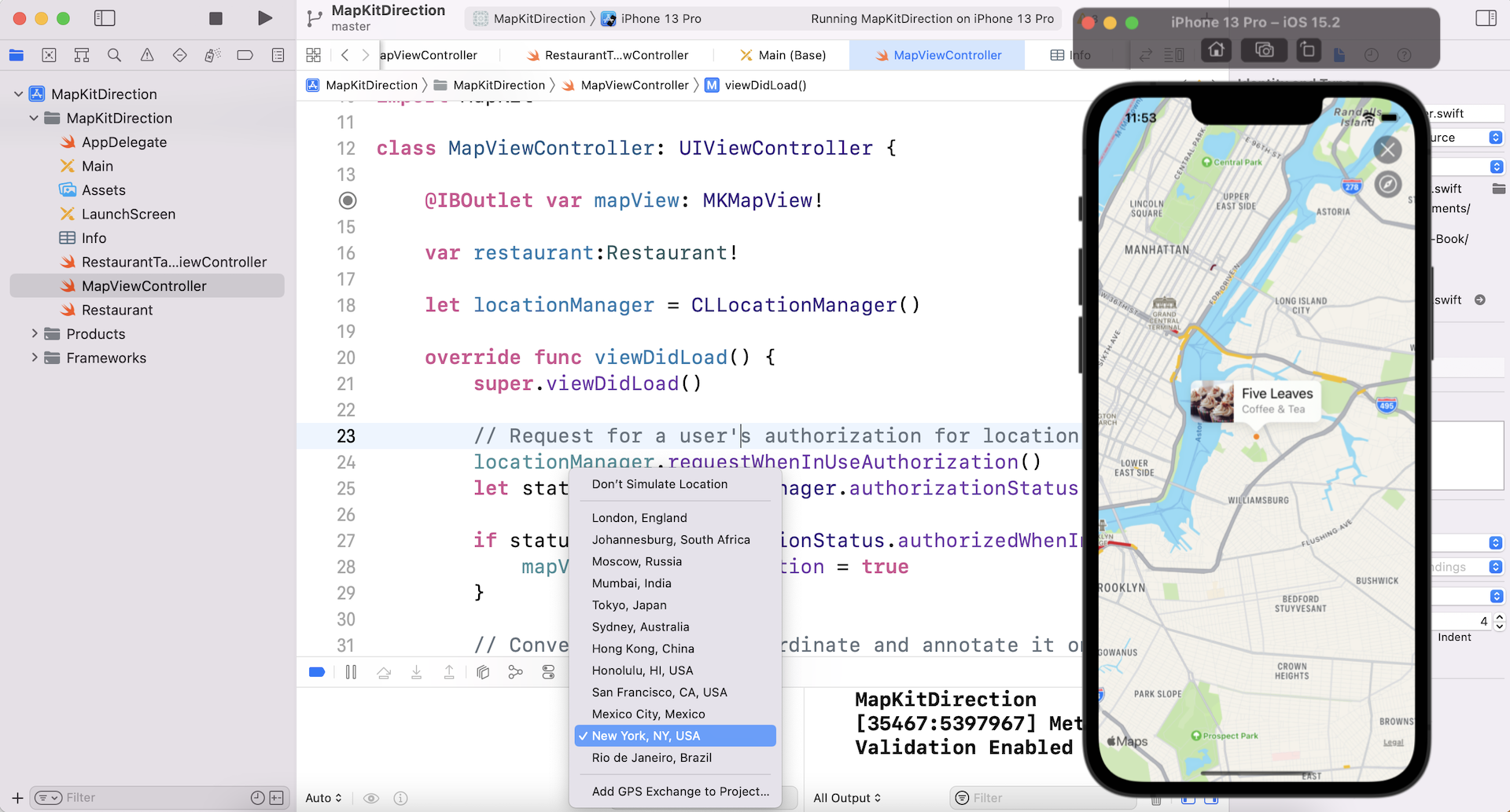 Figure 8.6. Simulating the user's current location