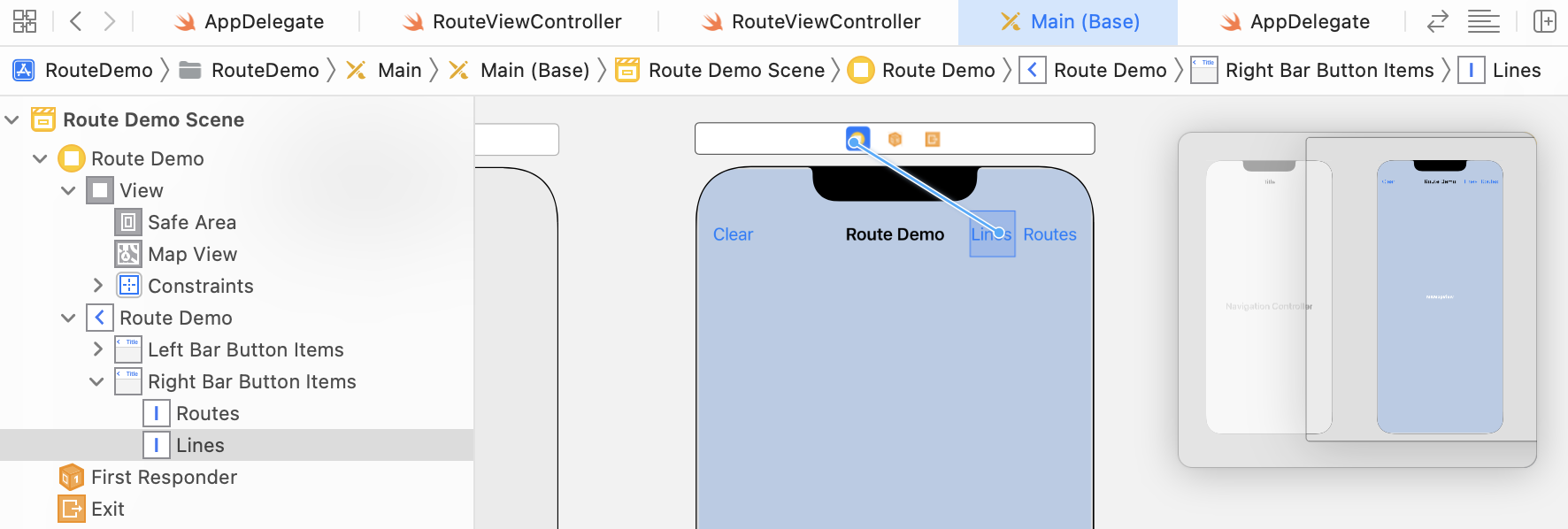 Figure 32.4. Connecting the Lines button with the action method