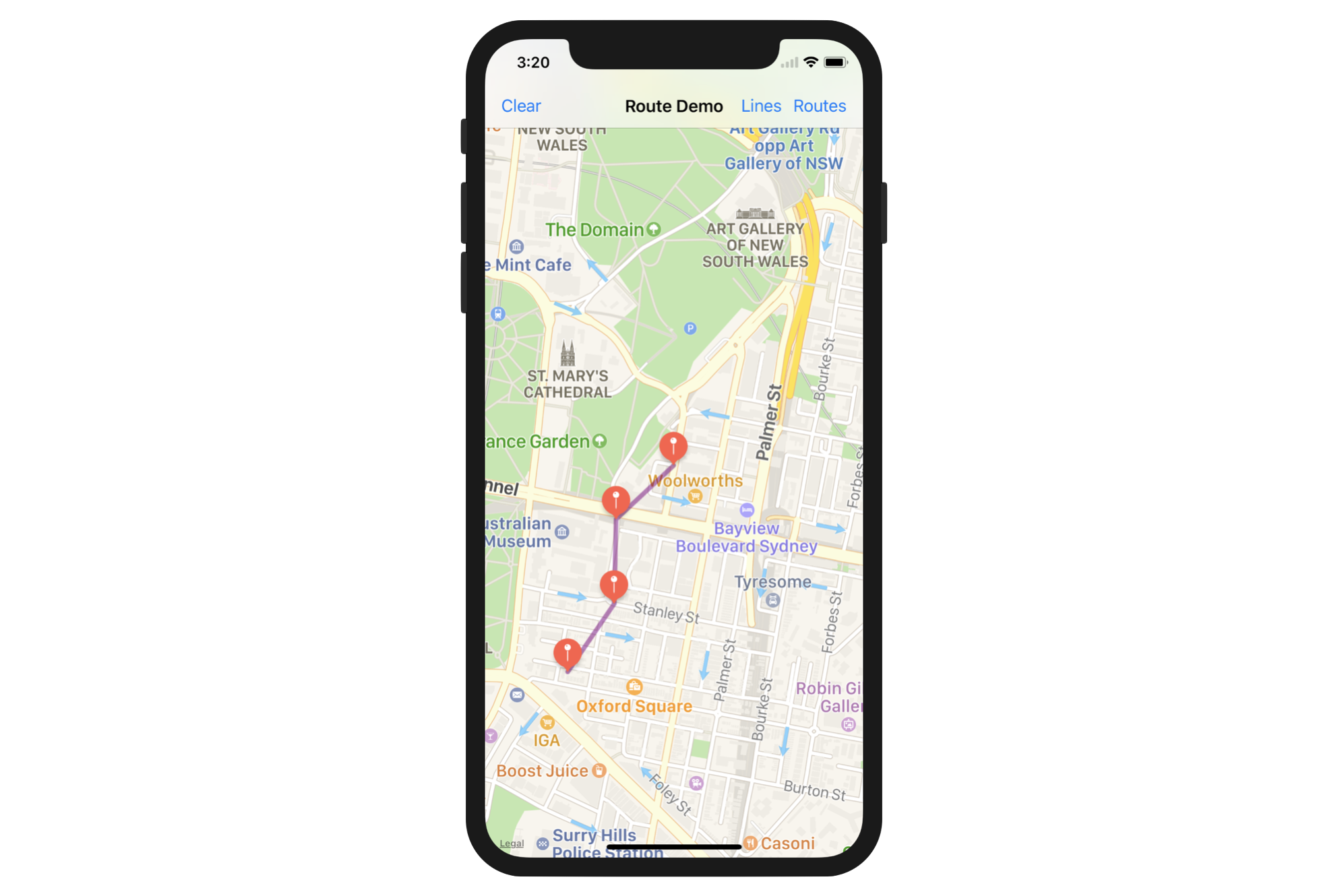 Figure 32.5. The demo app can now connect the dots with lines