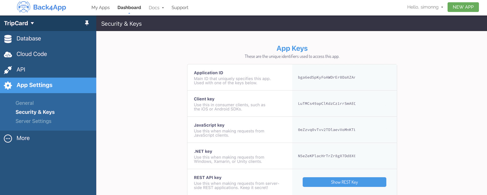 Figure 30.11. Revealing the App Id and Client Key