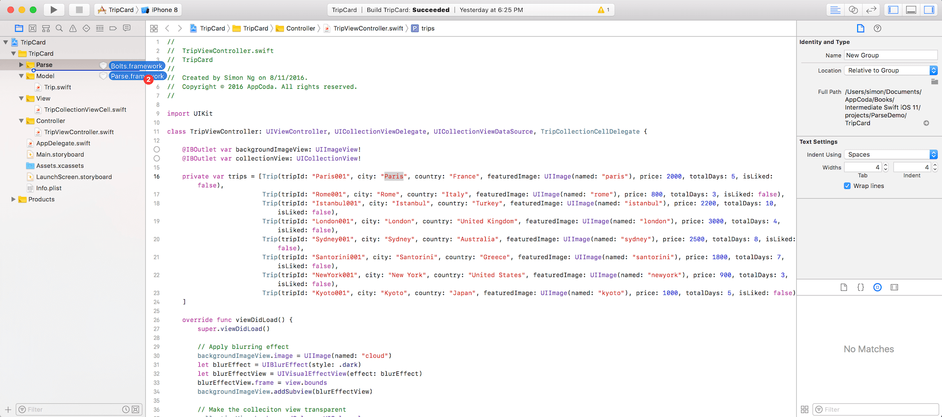 Figure 30.9. Adding the frameworks to the TripCard project