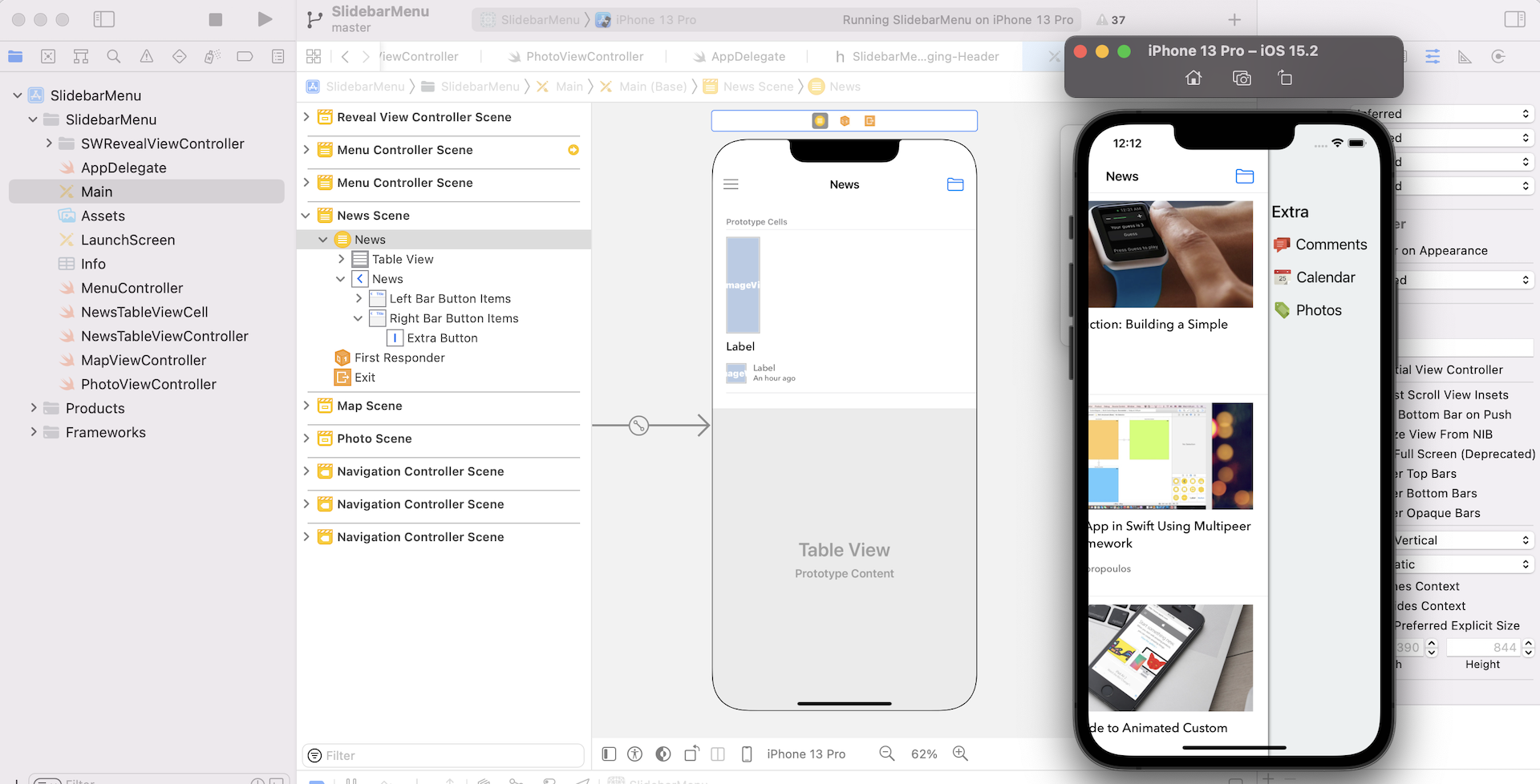 Figure 22.13. Tapping the Organize button shows the right sidebar