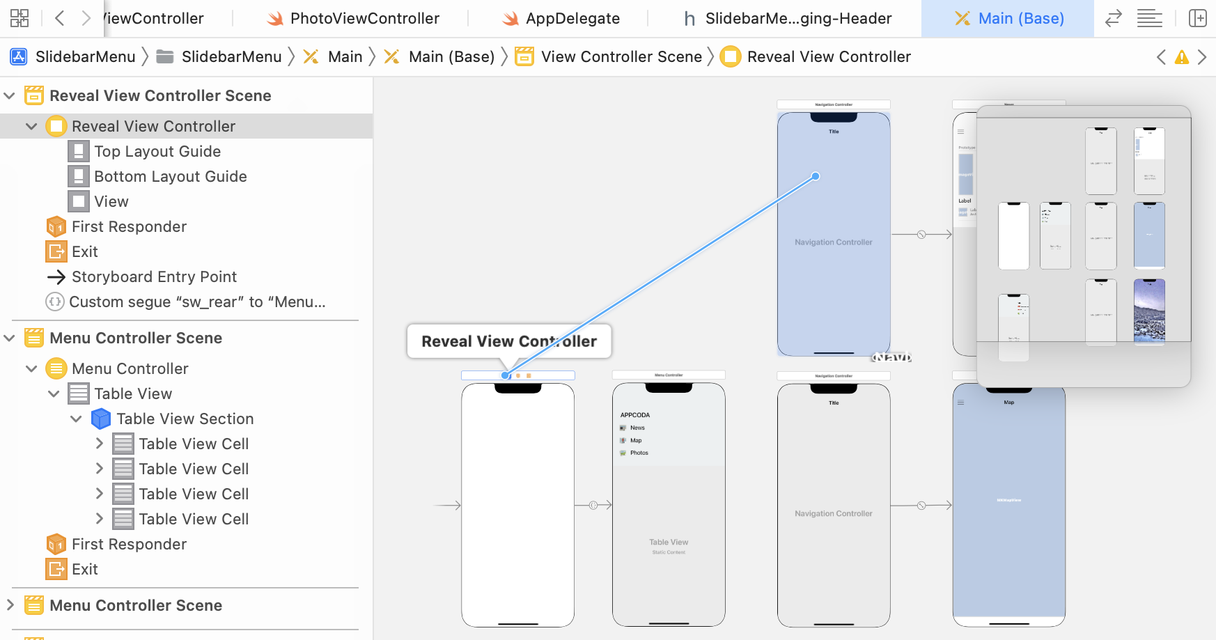 Figure 22.6. Connecting the Reveal View Controller with the navigation controller