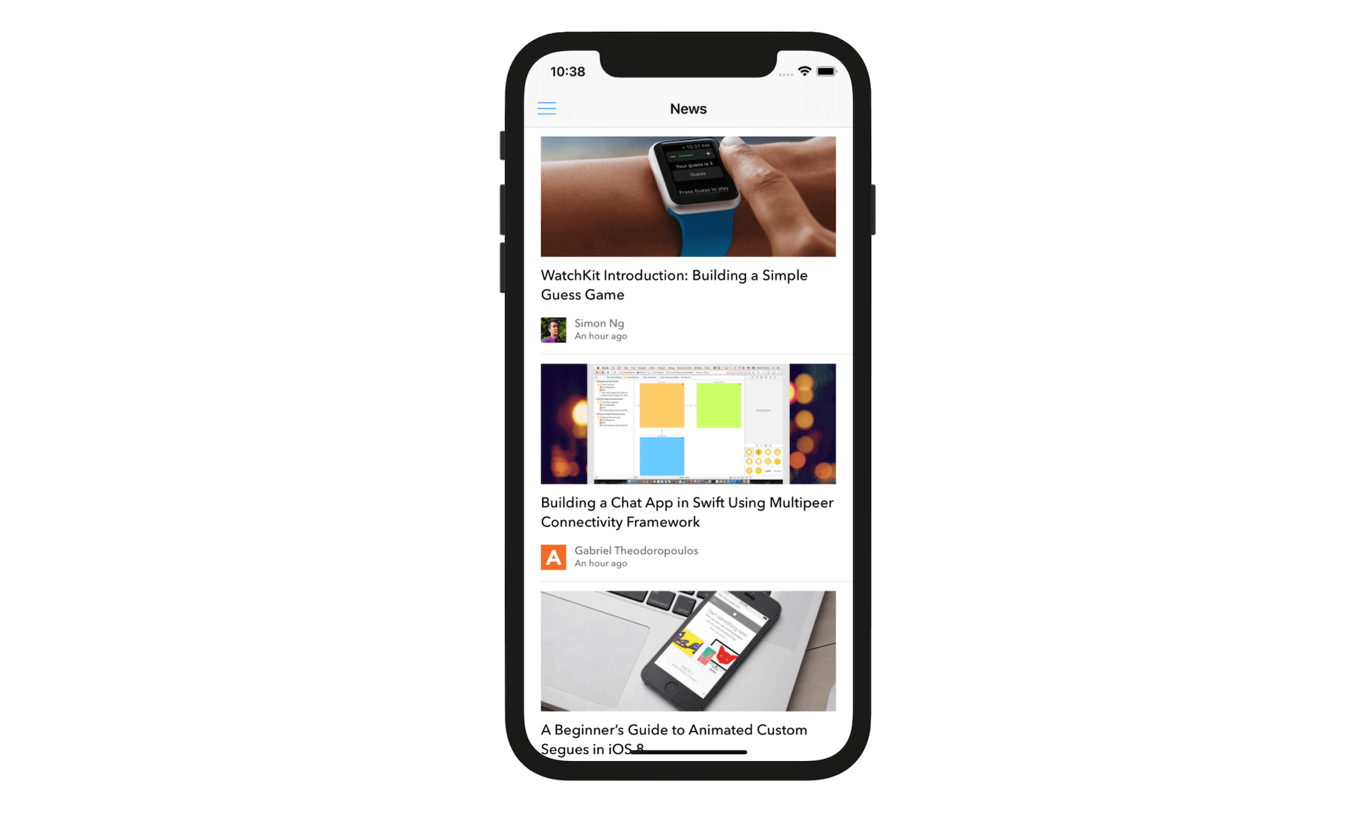 Figure 22.7. Running the demo app will show the News view
