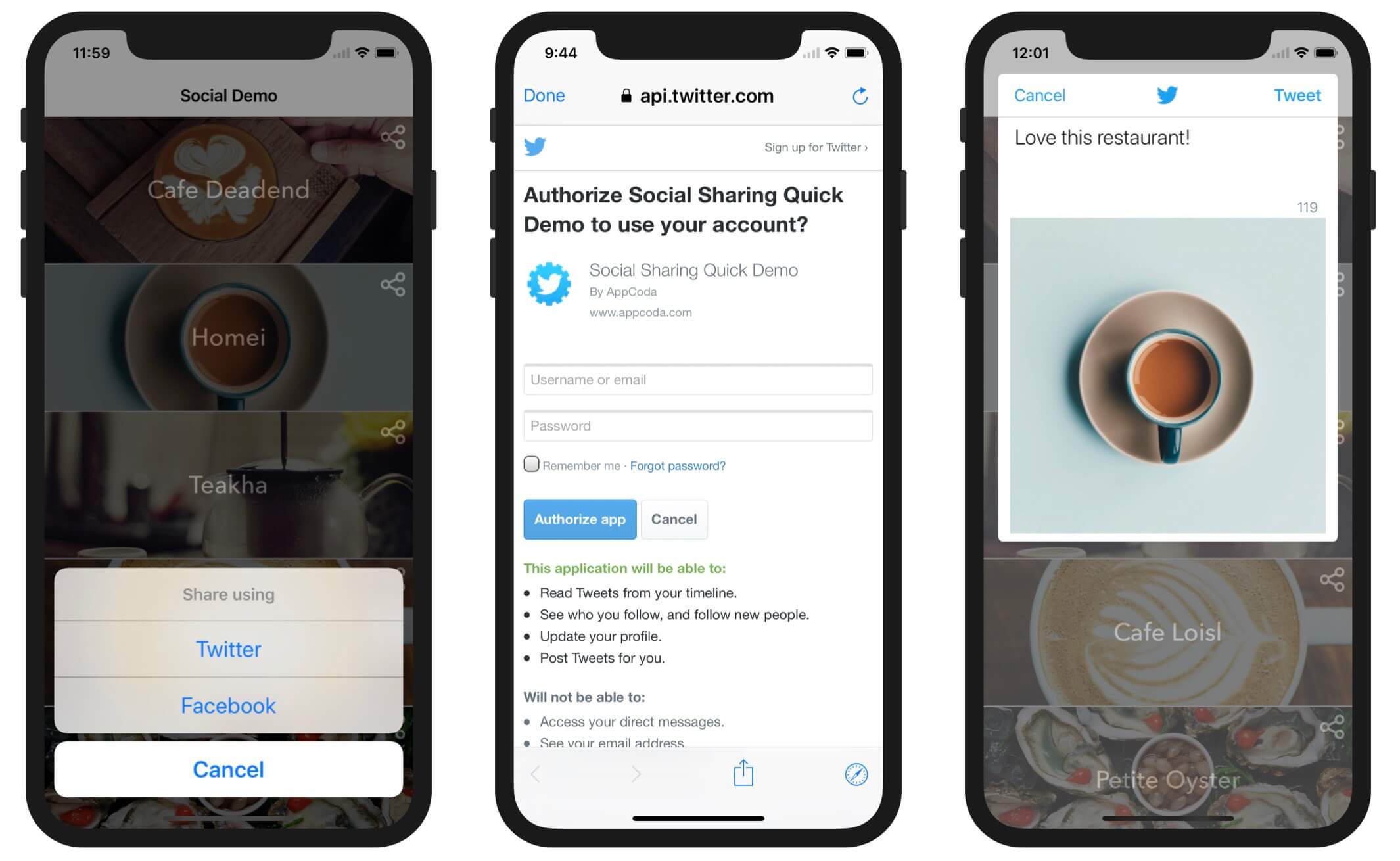 Figure 5.11. Composing a tweet in the app