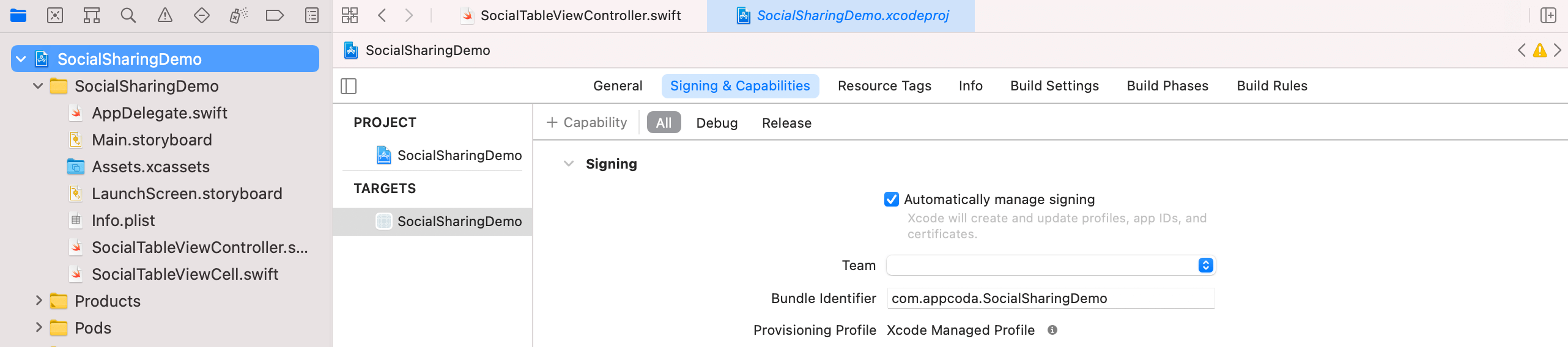 Figure 5.6. Bundle ID defined in your Xcode project