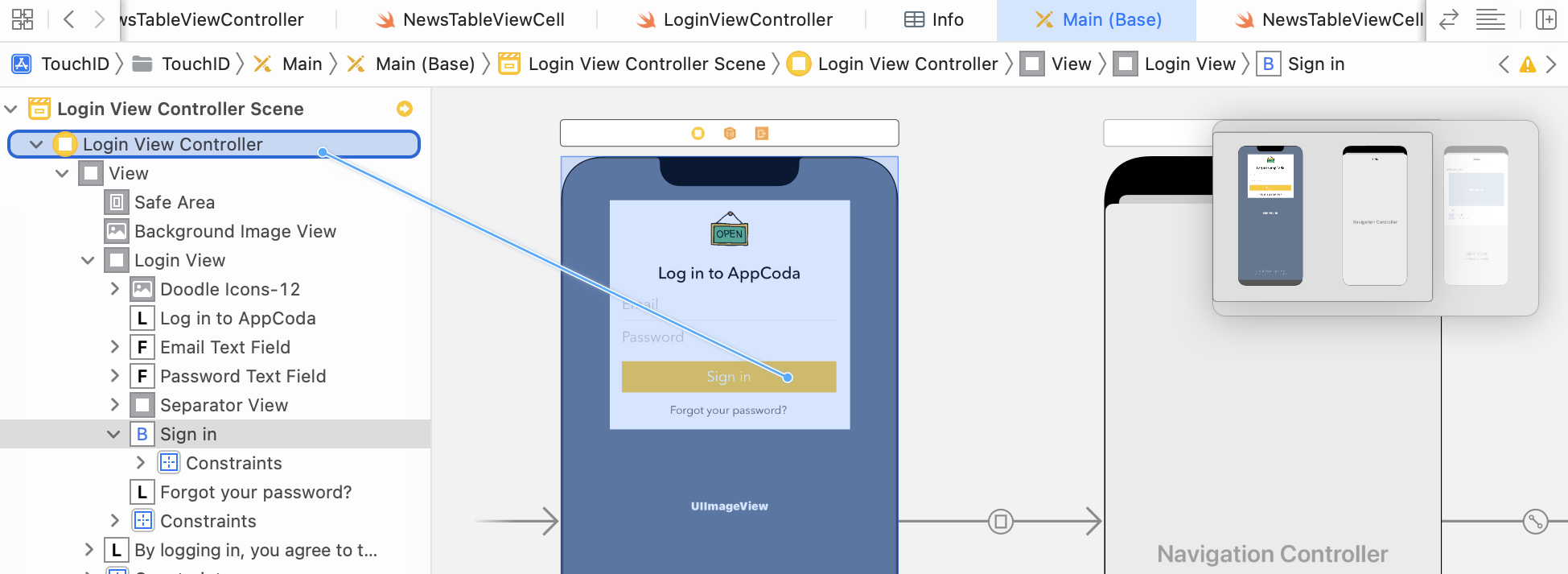 Figure 28.5. Connecting the Sign In button with the action method