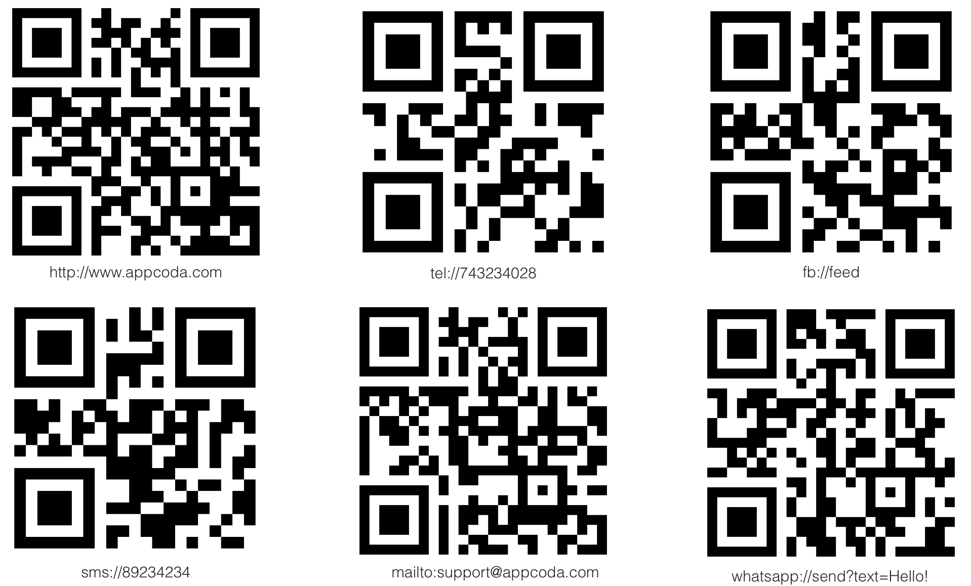 Figure 12.1. Sample QR codes