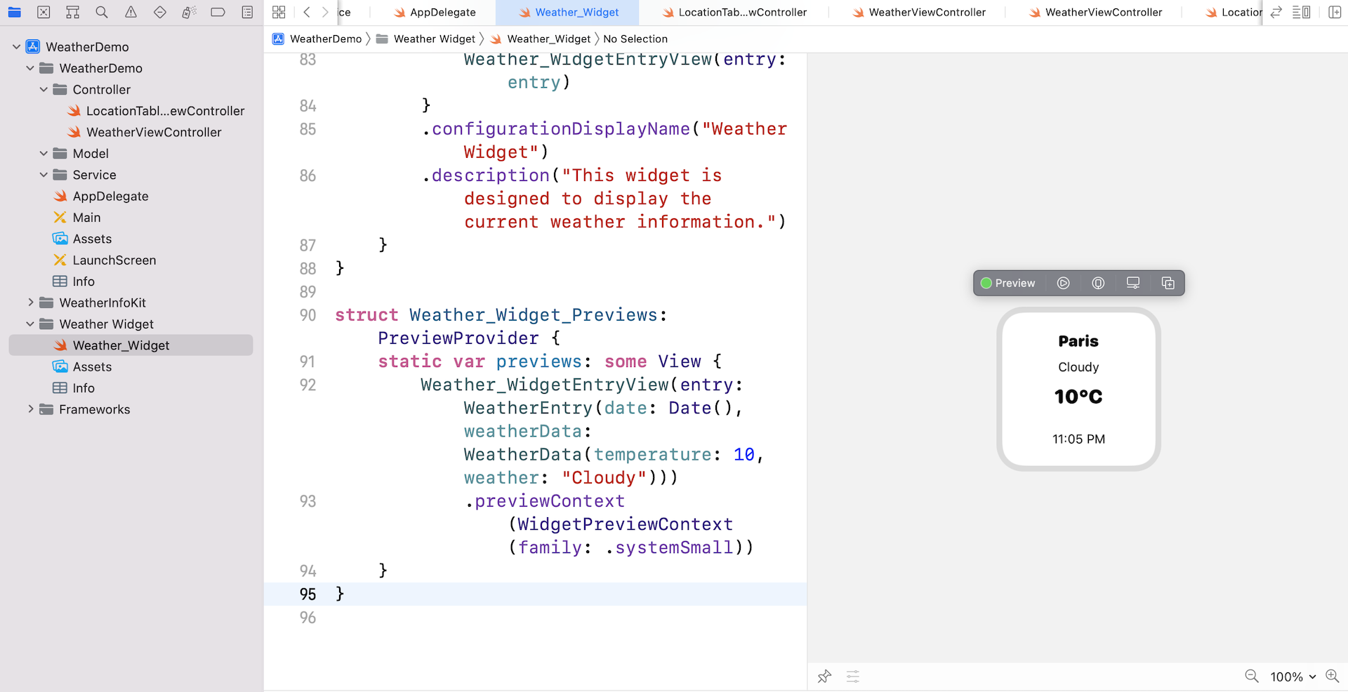 Figure 21.14. The preview of the weather widget